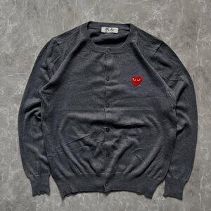 Comme Des Garçons Play Heart Patch Dark grey Cardigan